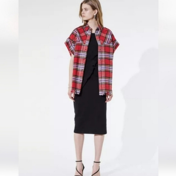 NWOT IRO Oversized Button-Down Plaid Flannel Shirt - Picture 2 of 12